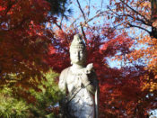 観世音菩薩と紅葉