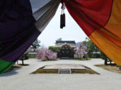 大覚寺勅使門と石舞台