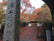 安楽寺山門と石段と紅葉