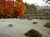 実相院の枯山水石庭と紅葉
