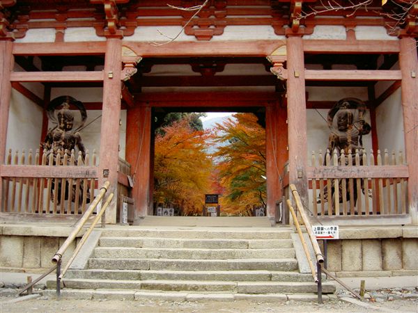 醍醐寺の西大門と紅葉